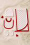 Newborn Baby Heart Patterned 7 Piece Hospital Discharge Set with Red Ribbons - 2