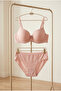 Women's Powder Pink Textured Patterned Supportive Push up Bra & Slip Panties 2-Piece Lingerie Set - 3
