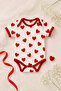 Newborn Heart Patterned 7 Piece Hospital Discharge Set Red Piping Baby Bodysuit Set - 2