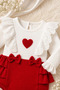Baby Girl Heart Lace Bow Knitted Romper with Headband and Socks 3-Piece Set - 2