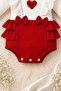 Baby Girl Heart Lace Bow Knitted Romper with Headband and Socks 3-Piece Set - 3