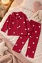 Girl's Heart Patterned Long Sleeve Buttoned 2-Piece Pajama Set