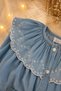 Baby Girl Floral Embroidered Wide Collar Denim Dress - 3
