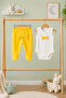 Newborn Baby 8-Piece Hospital Discharge Set – Squirrel Patterned Bodysuit and Jumpsuit Set with Yellow Bow - 5