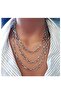 Silver Color Pod Chain 3 Rows Women's Necklace