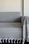 180*220 Cm. Organic 3-Seat Sofa Sofa Bed Cover Cotton Large Size Hand-Tied Multi-Purpose Cover - Anthracite - 7