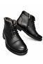 Men's Genuine Leather and Fur Boots |   Winter Lace-Up Black Leather Boots with Side Zipper