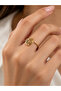 316L Steel Gold Color Heart Model Women's Ring Adjustable - 2