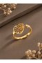 316L Steel Gold Color Heart Model Women's Ring Adjustable