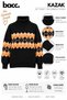 Women's Black Turtleneck Patterned Knitwear Sweater - 2