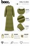 Women's Olive Green Long Sleeve Maxi Knit Dress - 3
