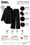 Women's Black High-Neck Casual Cut Sweater and Fitted Pants Knitwear Set - 3