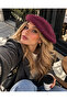 Women's Burgundy Plush Painter Beret - 6