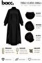 Women's Black High-Neck Long-Sleeved Knitwear Dress and Long Cardigan Hijab Top and Bottom Knitwear Set - 3