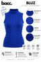 Women's Cobalt Blue High Neck Sleeveless Motif Knitwear Blouse - 3