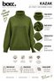 Women's Olive Green High-Neck Soft Textured Knit Sweater - 3