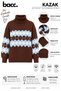 Women's Brown High-Neck Patterned Knitwear Sweater - 2