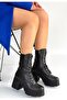 Jones premium black lace-up chunky platform heel boots - 7 cm - 6