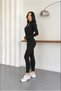 Women's 3-Piece Sports Set Zipper Crop Jacket Bustier and High Waist Gathering Leggings - 2