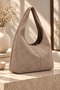 Original Women's Suede Luxury Soft Leather Vintage Model Zippered Large Volume Tote Bag with Main Compartment and Inner Pocket Shopper Modern City Style Comfortable Thick Strap Daily Stylish Hand and Shoulder Bag - Mink - 7