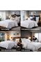 6 pcs Striped Duvet Cover Set Super king Size 240x260 Bedding Set – 1 Fitted Sheet, 1 Quilt Cover, 4 Pillowcases, White - 5