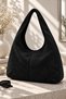 Original Women's Suede Luxury Soft Leather Vintage Model Zippered Large Volume Tote Bag with Main Compartment and Inner Pocket Shopper Modern City Style Comfortable Thick Strap Daily Stylish Hand and Shoulder Bag - Black - 8