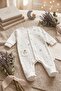 100% Cotton Baby Girl Romper with Star Pattern and Snap Fasteners - Ecru - 4