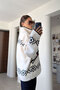 Premium Patterned Zippered Fleece Cardigan - Cream - 5