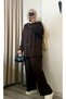 Striped Detailed Hooded Loose Tunic Pants Set - 2