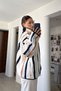 Premium Striped Zippered Fleece Cardigan - Camel - 5