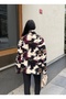 Women's Zippered Patterned Plush Coat - 5