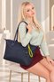 Women's Oversized Parachute Fabric Shoulder Bag – Water-Resistant, Lightweight, Soft, and Large Capacity Navy Blue & Black - 3