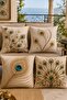 Peacock Feather Patterned 4-Piece Throw Pillow Cover Set