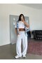 Waist Folded Wide Leg Sweatpants - Gray