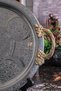 6 Pcs 25 cm Chrome Steel Coffee Tray – Decorative Serving Presentation Tray with Brass Handles and Embroidered Pattern - 2