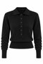 Black Polo Collar Buttoned Knitwear - 261121