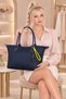 Women's Oversized Parachute Fabric Shoulder Bag – Water-Resistant, Lightweight, Soft, and Large Capacity Navy Blue & Black - 6