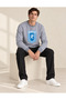 Grimelanj Craiova Men's Training Sweatshirt, Gray, with White-Blue Print, Without Hood. - 3