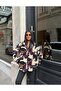 Women's Zippered Patterned Plush Coat