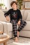 Boy's Fleece Born to Be Free Printed Plaid Pajama Set - 2