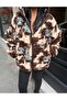 Women's Zippered Patterned Plush Coat - 3