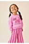 Girl's Cat Printed Sweatshirt Striped Wide-Leg Pants Set - 2