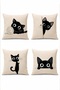 Player Kitten Patterned 4-Piece Throw Pillow Cover Set - 3