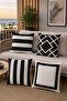 Black Frames Patterned 4-Piece Throw Pillow Cover Set