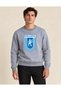 Grimelanj Craiova Men's Training Sweatshirt, Gray, with White-Blue Print, Without Hood.