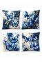 Navy Blue Flying Patterned 4-Piece Throw Pillow Cover Set - 3