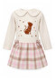 Girl's Dress with 3 Straps, Cat Print, Baby Collar - 2