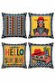 Mexican Girl Patterned 4-Piece Throw Pillow Cover Set - 3