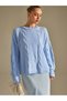 Baby Blue Knitted Bohemian Sweater with Knitted Details - 8