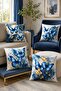 Navy Blue Flying Patterned 4-Piece Throw Pillow Cover Set - 2